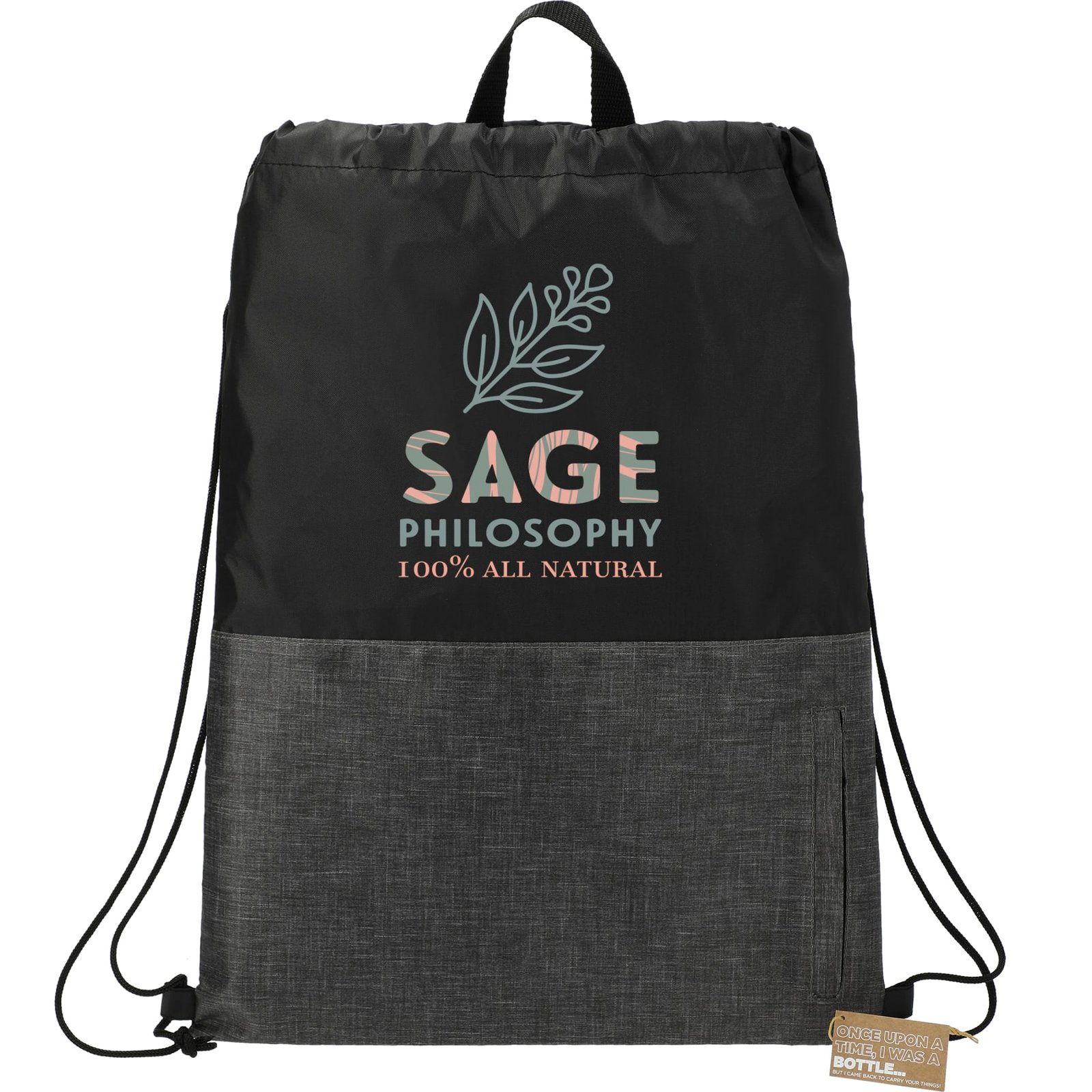 3005-41_c346_fr.jpg Ash Zippered Recycled Drawstring Bag - Image 1