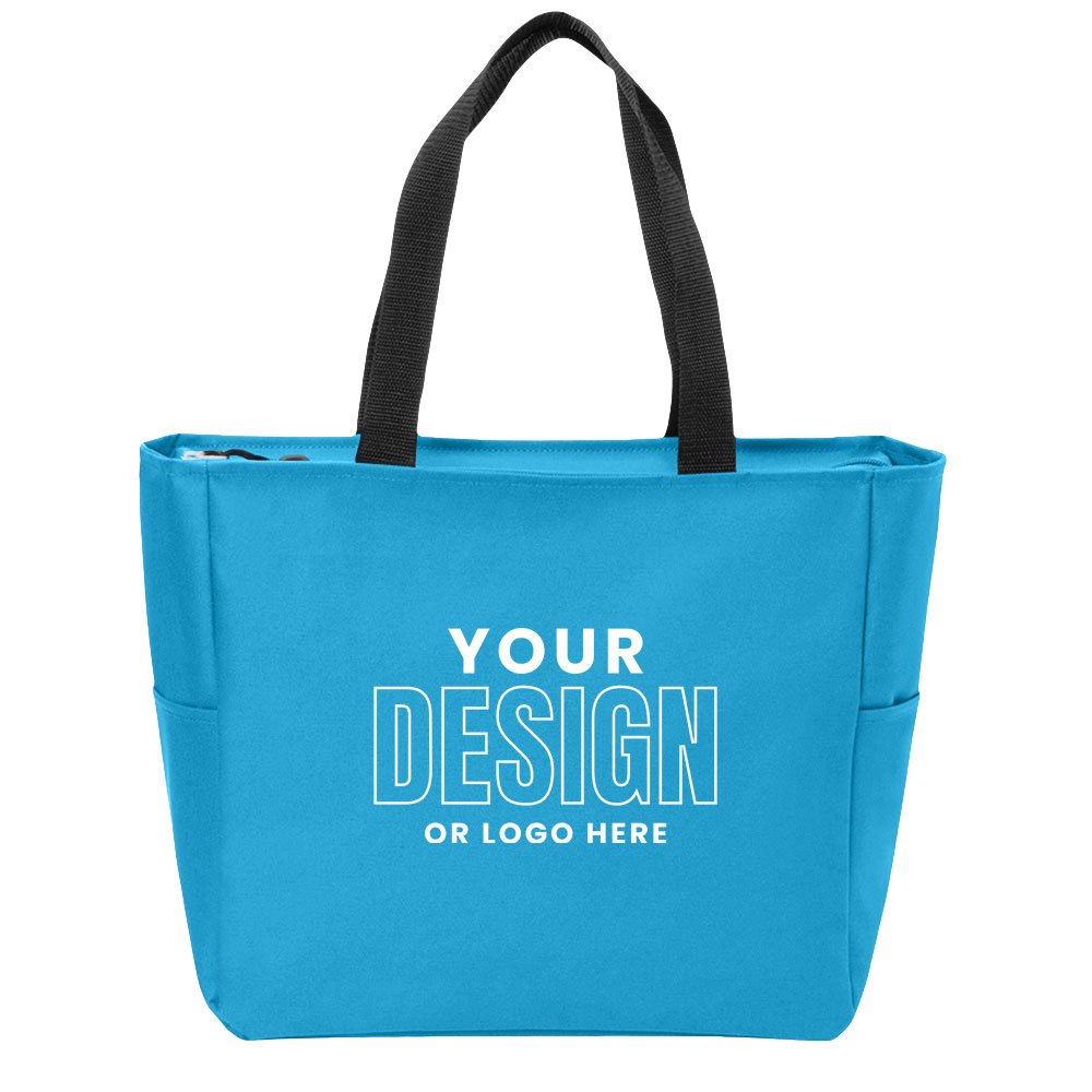 bg410_27b0_fr.jpg Port Authority Medium Poly Tote Bag With Zipper - Image 1