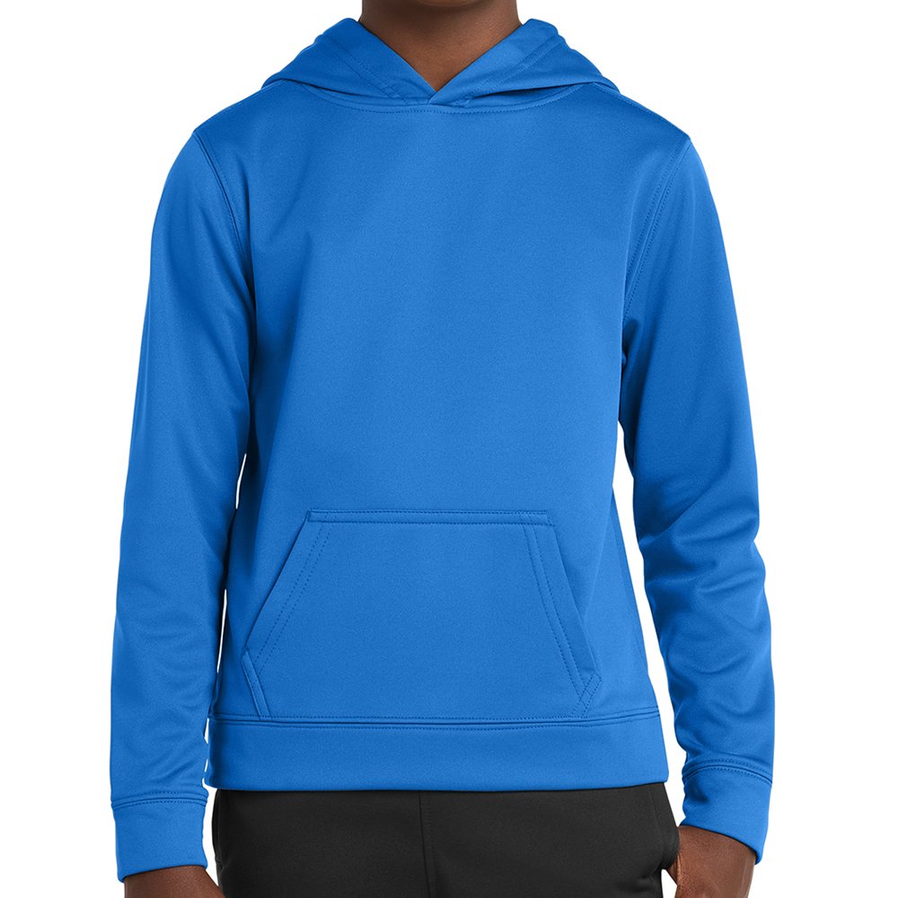 pc590yh_1c0f_fr.jpg Port & Co Youth Performance Fleece Pullover Hooded Sweatshirt - Image 1