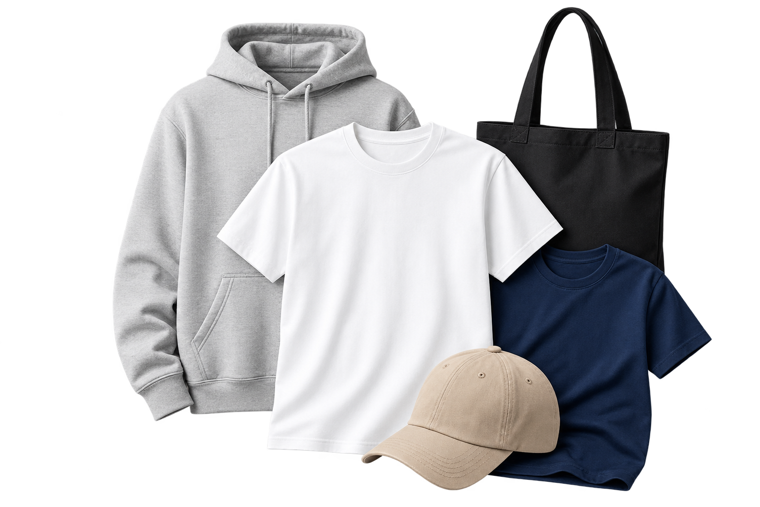 Transparent blank apparel collage