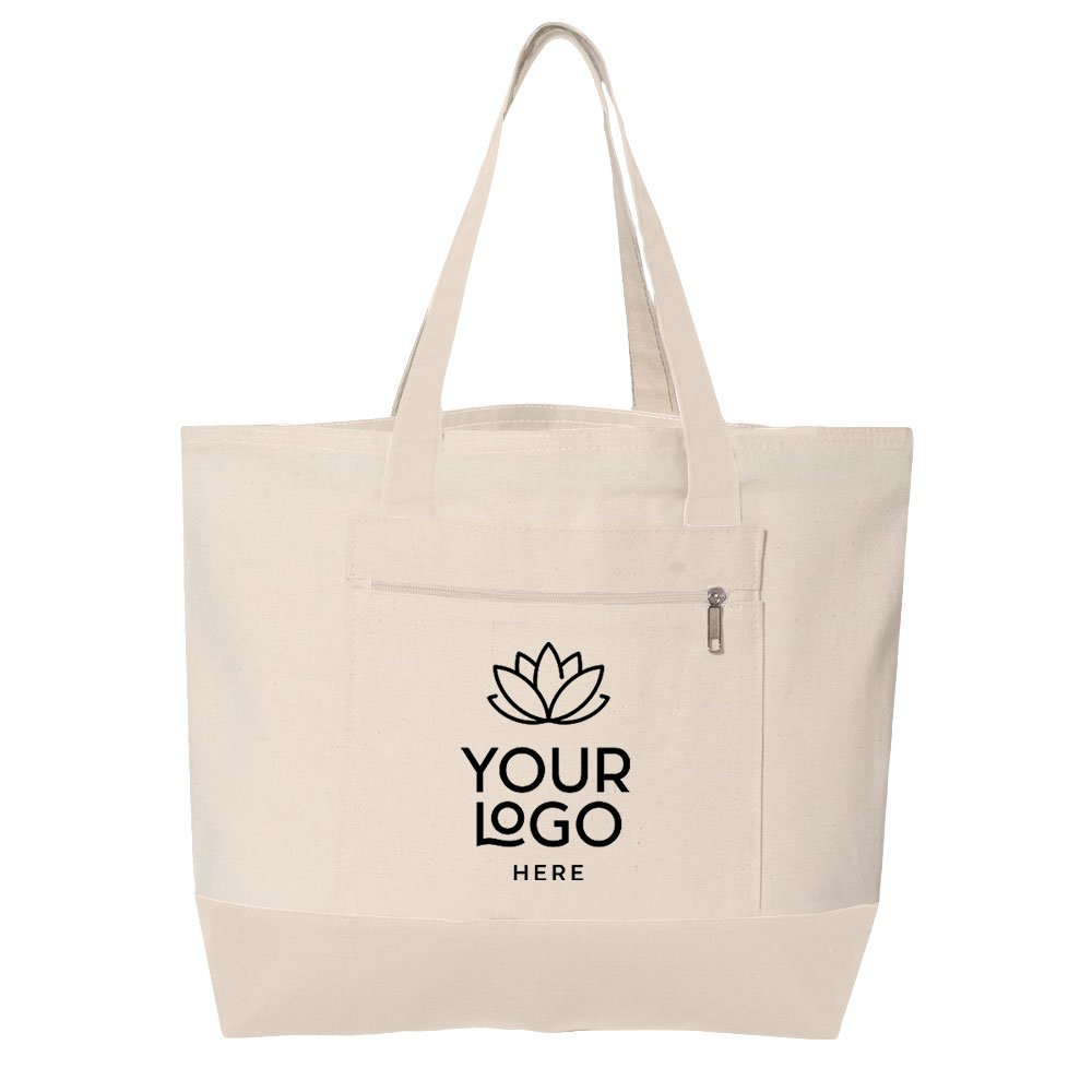 q1300_24_fr.jpg Medium Zippered Canvas Tote Bag - Image 1