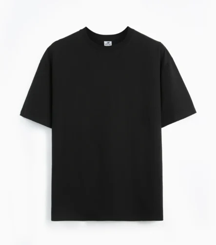 Black short-sleeve crew-neck T-shirt front view