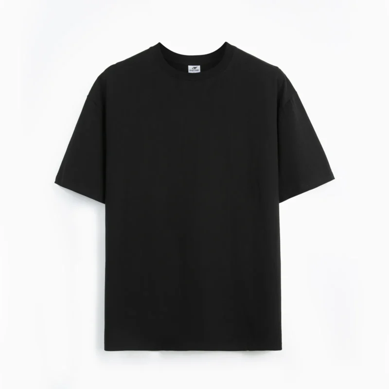 Black short-sleeve crew-neck T-shirt front view