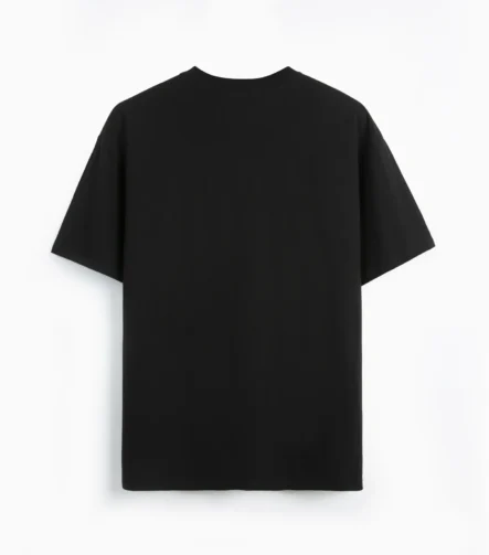 Black short-sleeve crew-neck T-shirt back view