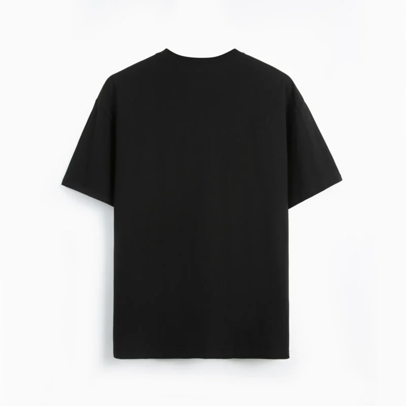 Black short-sleeve crew-neck T-shirt back view
