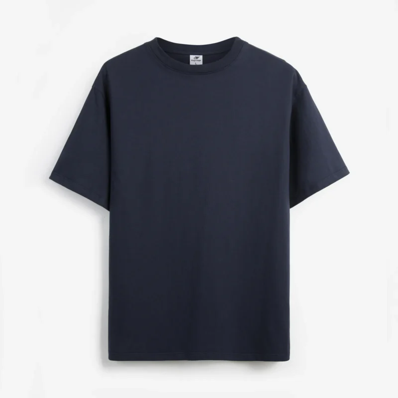 Navy short-sleeve crew-neck T-shirt front view