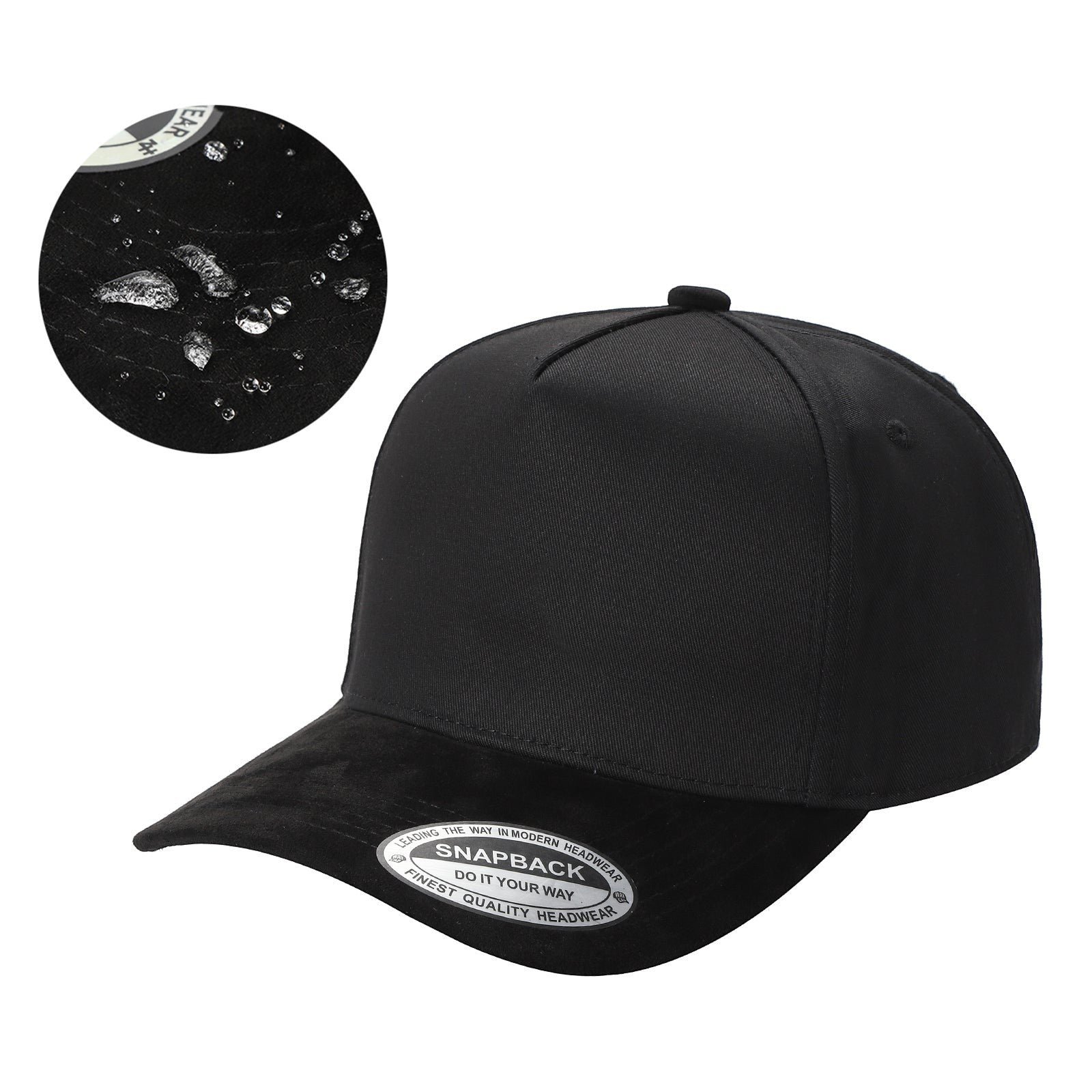 waycap-inc-black-waterproof-suede-snapback-hat-a1b2c3.jpg 5WPTCS - Waterproof Suede TC - Image 1