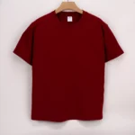Burgundy short-sleeve crew-neck T-shirt front view