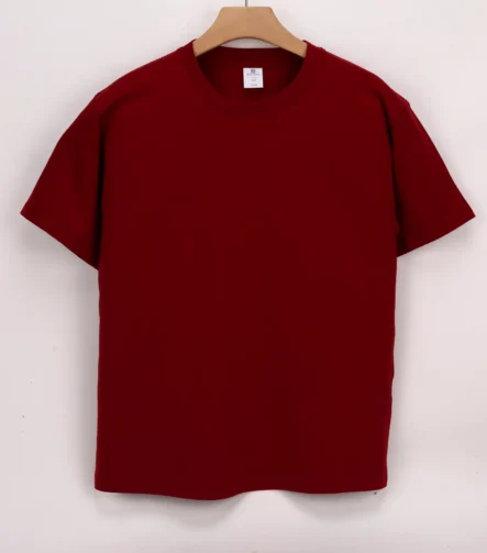Burgundy short-sleeve crew-neck T-shirt front view