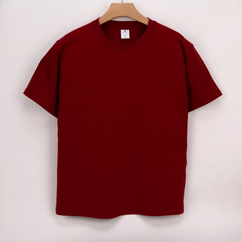 Burgundy short-sleeve crew-neck T-shirt front view