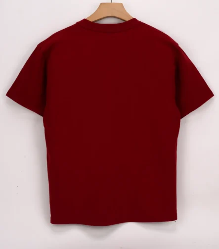 Burgundy short-sleeve crew-neck T-shirt back view