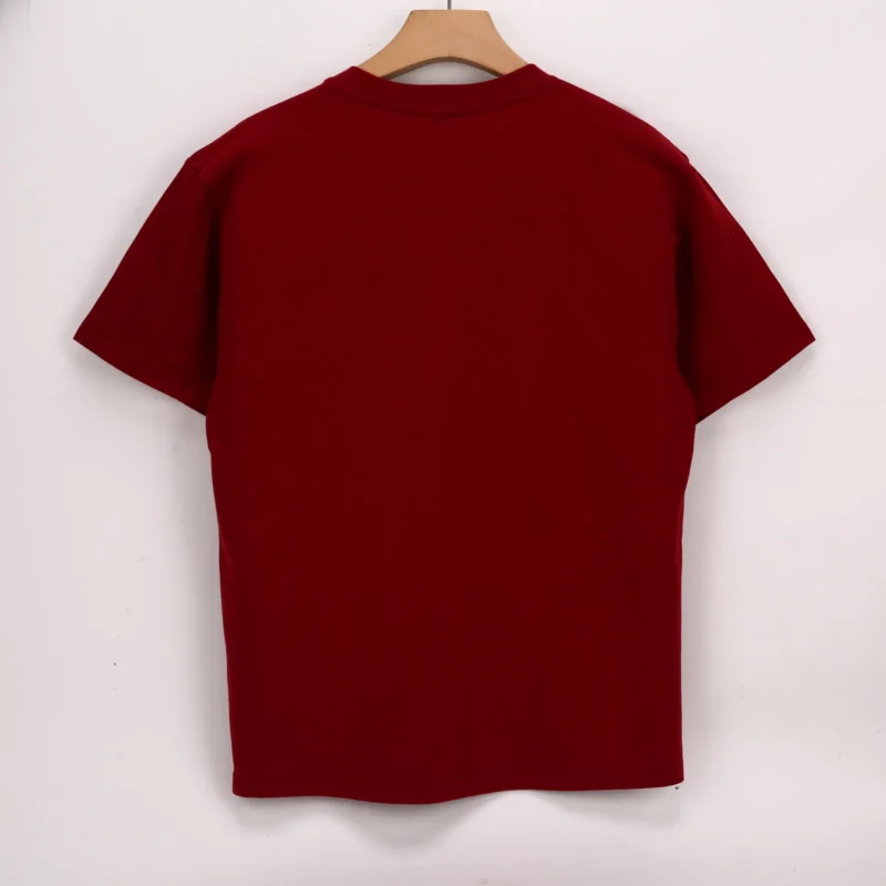 Burgundy short-sleeve crew-neck T-shirt back view