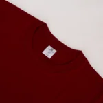 Burgundy short-sleeve crew-neck T-shirt neckline view