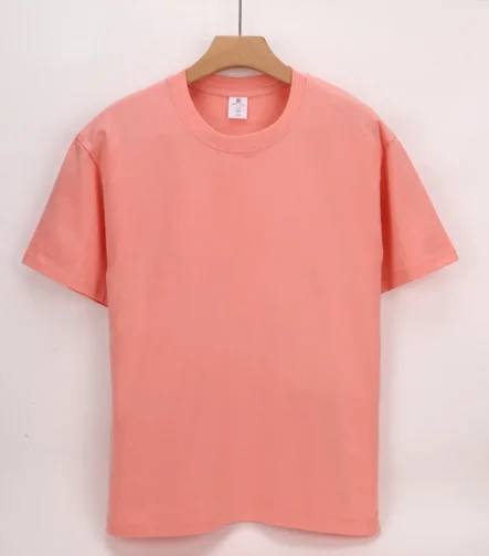 Coral short-sleeve crew-neck T-shirt front view