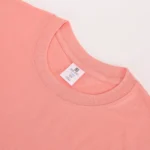 Coral short-sleeve crew-neck T-shirt neckline view