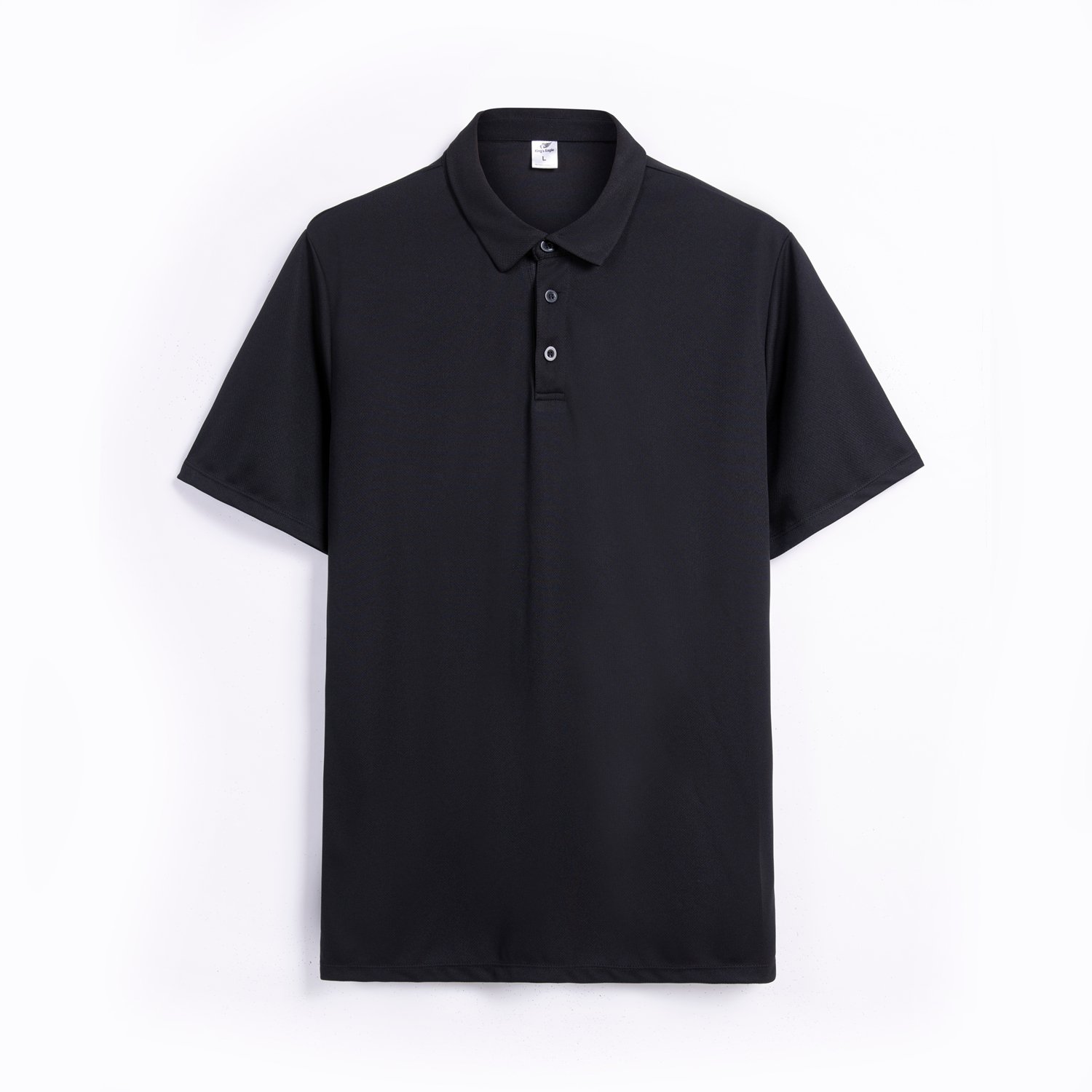 King's Eagle 0001 Mesh Polo Shirt - Black - front Black King's Eagle 0001 mesh polo shirt, front view