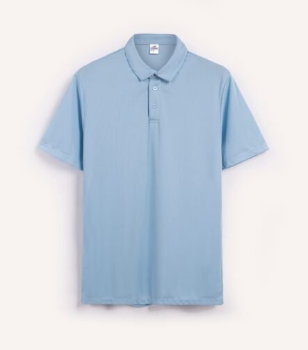 Light Blue King's Eagle 0001 mesh polo shirt, front view