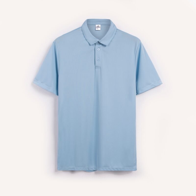 Light Blue King's Eagle 0001 mesh polo shirt, front view