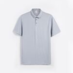 Light Gray King's Eagle 0001 mesh polo shirt, front view