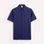 Navy King's Eagle 0001 mesh polo shirt, front view